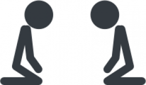 Pictogram of two practitioners greeting each other with respect